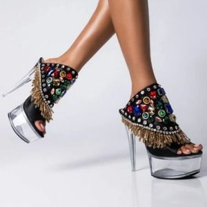 AKIRA Multi jewels Chunky sandals